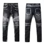 balmain jeans stretch distressed skinny noir droit